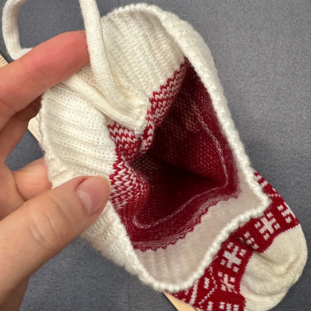 Red White Nutcracker Knit Christmas Stocking‎ Patterned Trees Holiday Soft 18in
